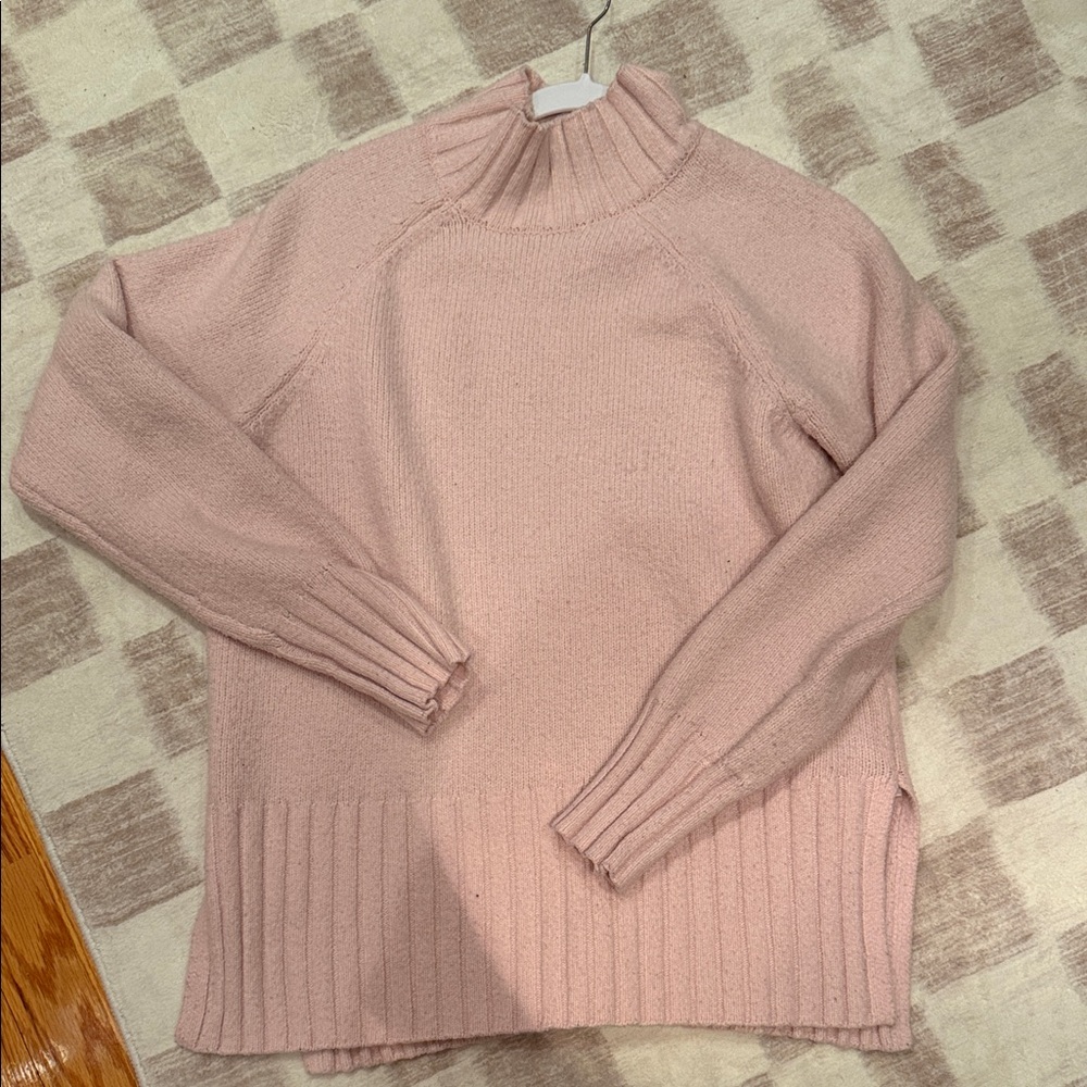 Rachel Zoe Blush Pink Ribbed Mock Turtleneck Sweater